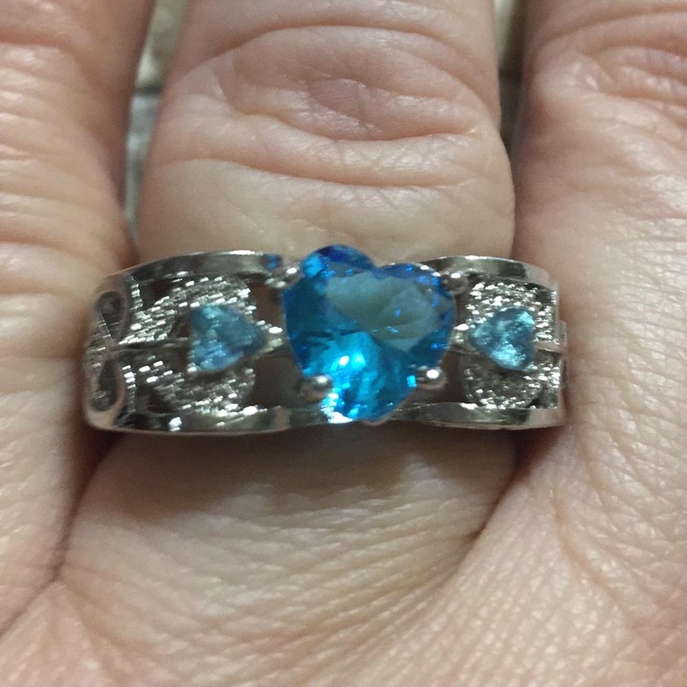 Aquamarine Rings Size 9 Sterling - Picture 7 of 7